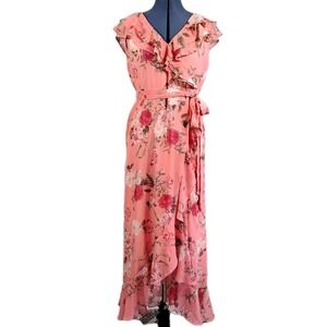 Jessica Howard Faux Wrap Maxi Dress 14 Floral Wedding Spring Romantic Feminine